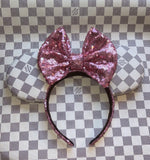Leather Minnie Ears with pink sequin details