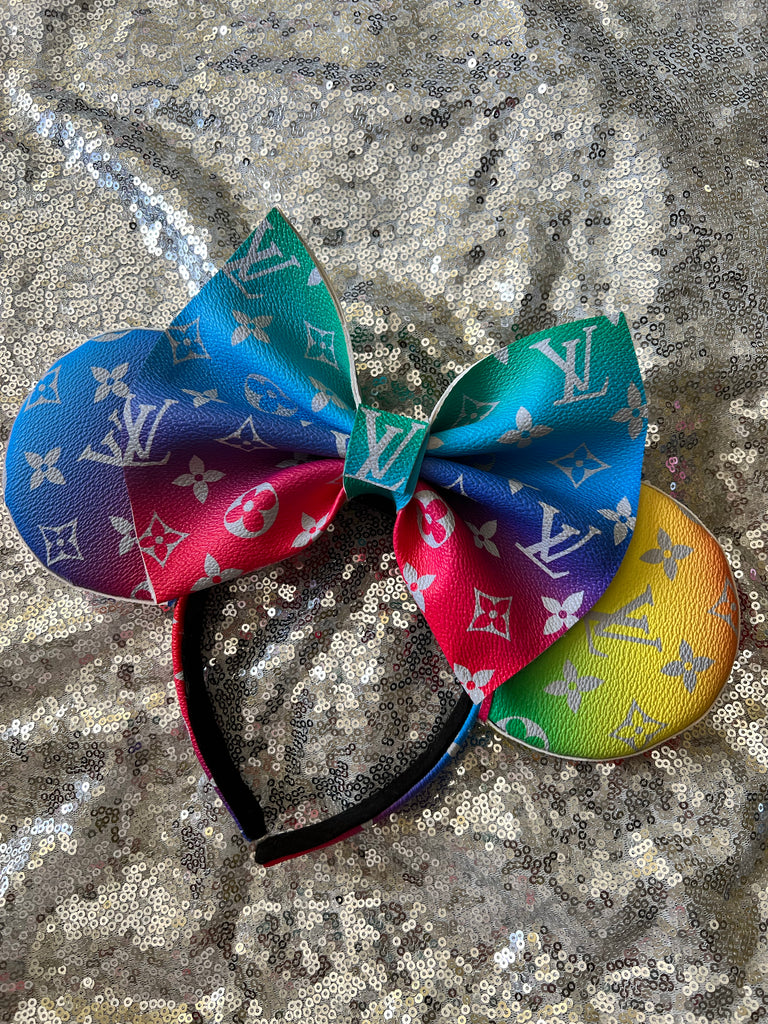 Rainbow Louis V Leather Minnie Ears, Designer Minnie Ears – mayrafabuleux