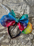 Rainbow Louis V Leather Minnie Ears, Designer Minnie Ears