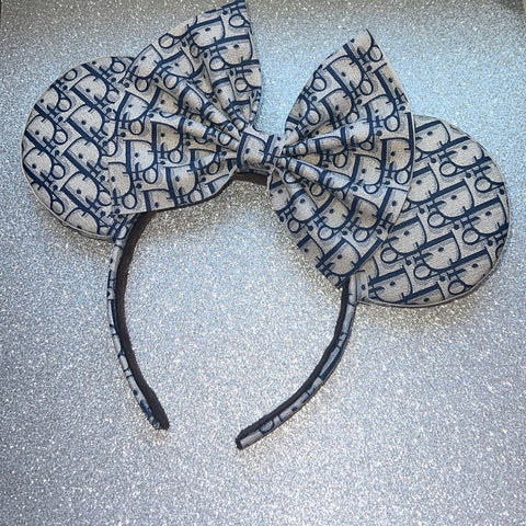 White and Blue Lady D Minnie Ears, Designer Minnie Ears