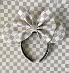 Gray and White Leather Minnie Ears