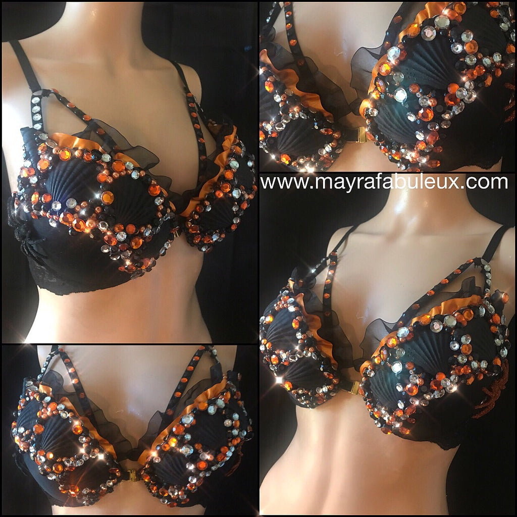 Orange and Black Mermaid Rave Bra – mayrafabuleux