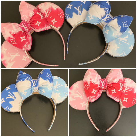 Tie Dye Pink or Blue Minnie Ears, Crystal Minnie Ears
