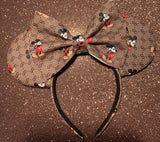 Mickey GG Leather Minnie Ears, Crystal Minnie Ears