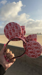 Red and Pink Lady D MINNIE Ears, Designer Minnie Ears