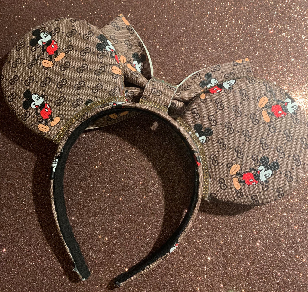 Louis V Non Slip Minnie Ears, Crystal Minnie Ears