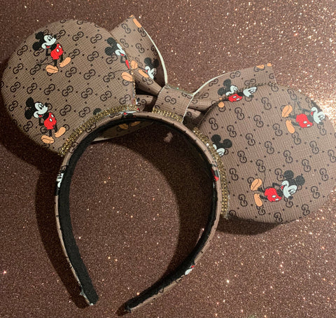 Brown Monogram Minnie Ears, Crystal Minnie Ears, Disney Mickey Ears