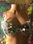 Silver and White Scale Mermaid Bra