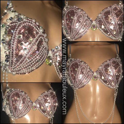 Rose Gold Mermaid Rave Bra