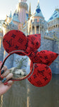 Red and Black Louis V Minnie Ears, Crystal Minnie Ears