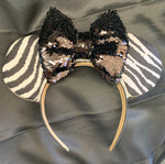 Zebra Print Minnie Ears, Crystal Minnie Ears