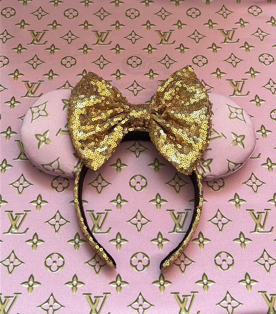 Pastel Pink Louis V Minnie Ears, Designer Minnie Ears