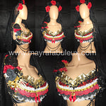 Day of The Dead Red and Black Rave Bra