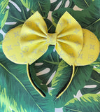 Yellow and Gray Louis V Leather Minnie Ears, Yellow Minnie Ears
