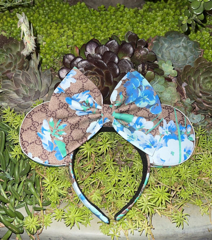 Blue Floral GG Leather Minnie Ears