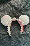 Light Pink Pearl Mickey Ears, Knotted Headband Mickey Ears