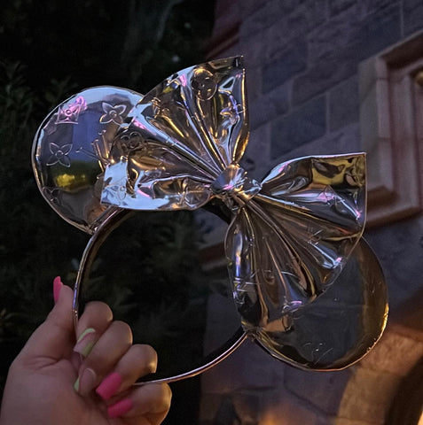 Silver Metallic Leather Minnie Ears
