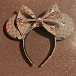 Mickey GG Leather Minnie Ears, Crystal Minnie Ears