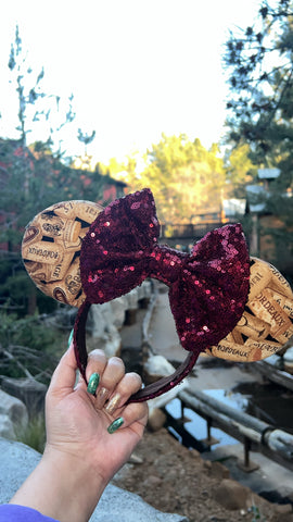 Food and Wine Minnie Ears with sequin bow