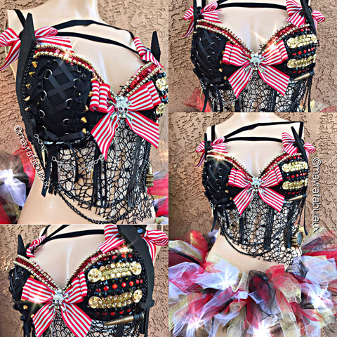 Pirate Rave Bra and  Matching Tutu - Rave Outfit