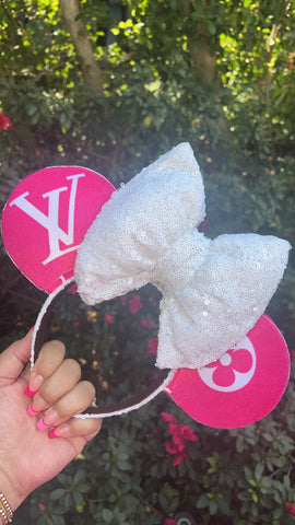 Pink Prada Minnie Ears, Mickey Ears, Designer Minnie Ears