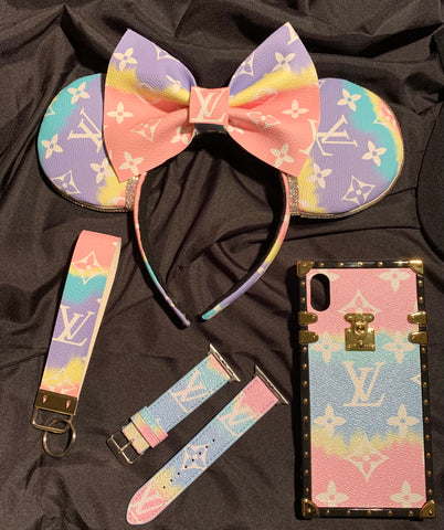 Pastel Dream Leather Minnie Ears, Crystal Minnie Ears