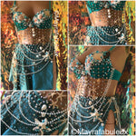 Aqua Mermaid Rave Bra and Skirt - Complete Rave Outfit