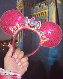 Pink Princess Aurora Minnie Ears, Aurora Crown Minnie Ears