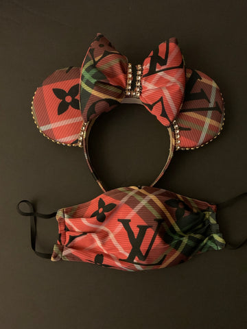 Christmas Plaid Face Mask, Filtered Face Mask