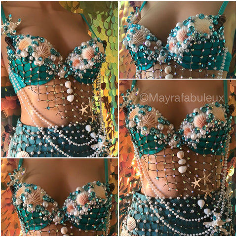 Aqua Mermaid Rave Bra