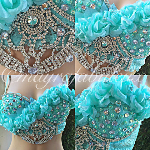 Crystal Mint Roses Bustier